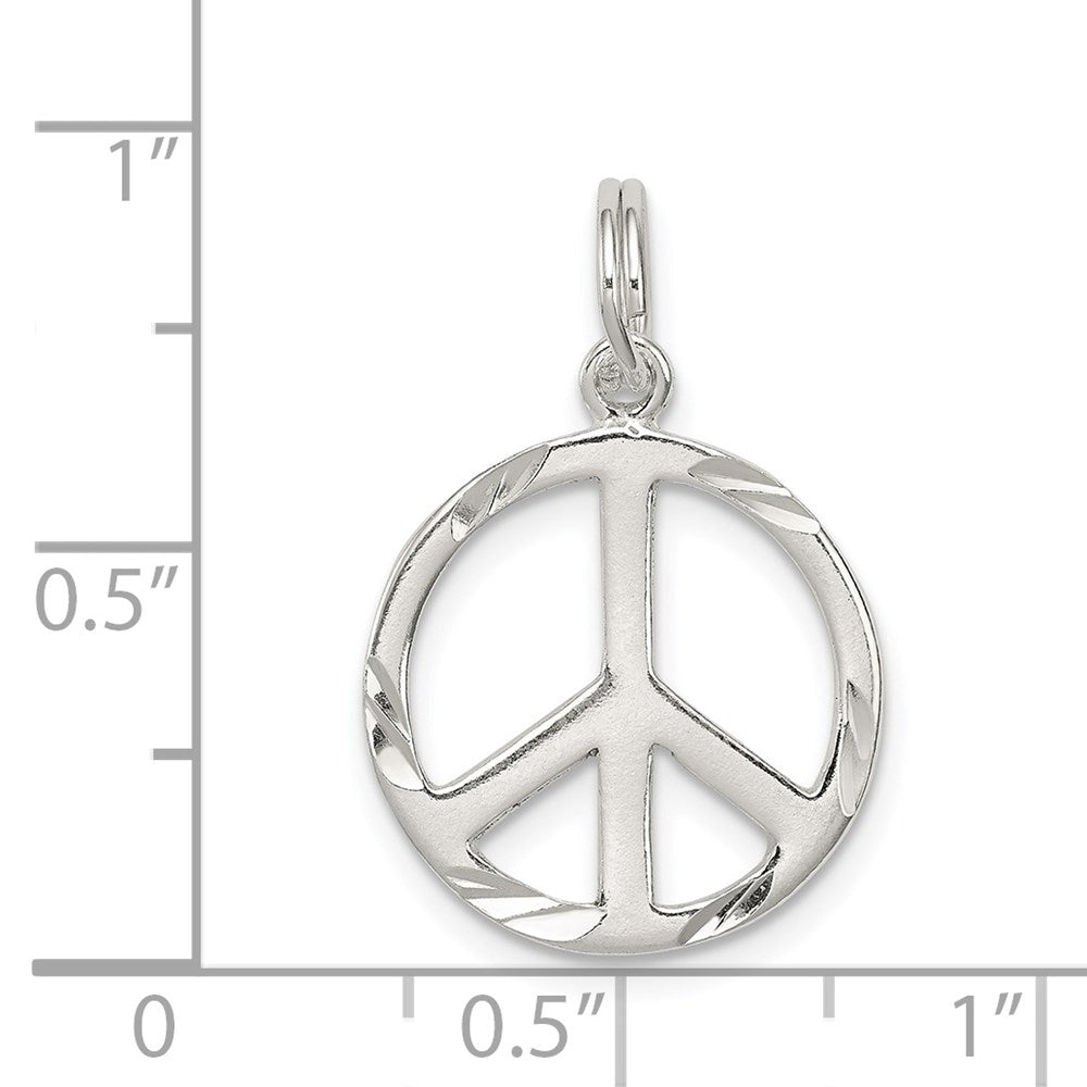 Sterling Silver Diamond-Cut Peace Symbol Charm QP1828