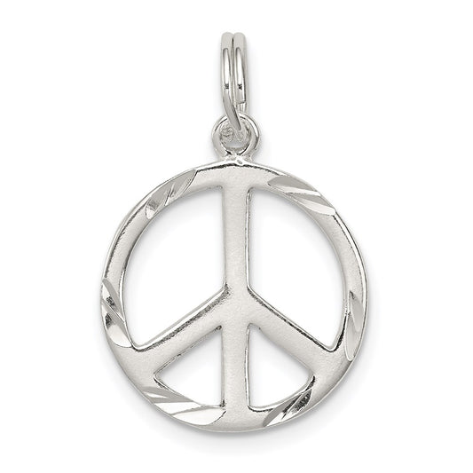 Sterling Silver Diamond-Cut Peace Symbol Charm QP1828