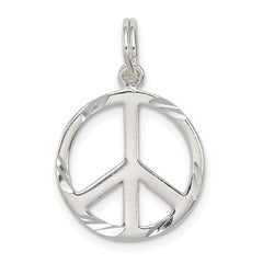 Sterling Silver Diamond-Cut Peace Symbol Charm QP1828