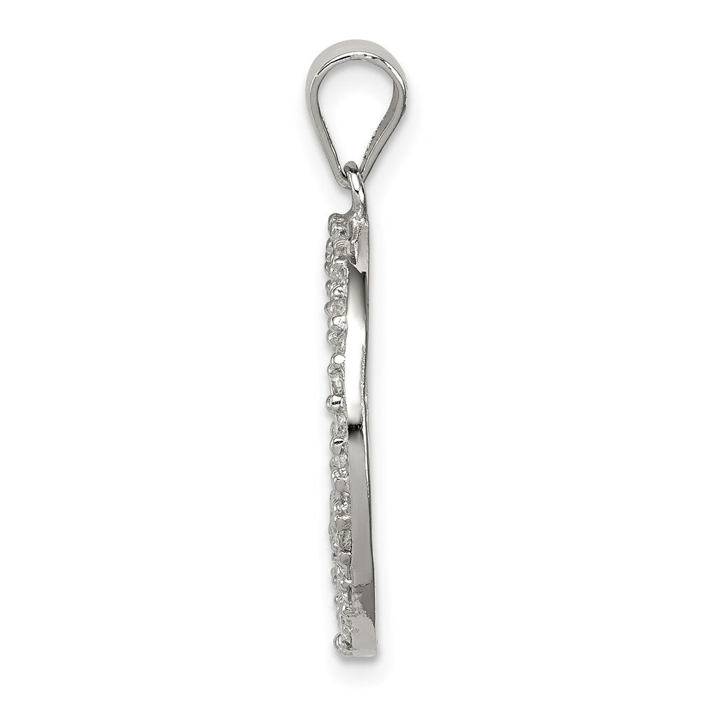 Sterling Silver Rhodium-plated CZ Peace Symbol Pendant QP1831