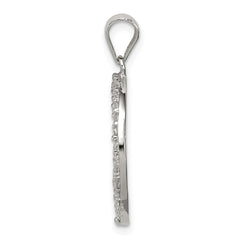 Sterling Silver Rhodium-plated CZ Peace Symbol Pendant QP1831