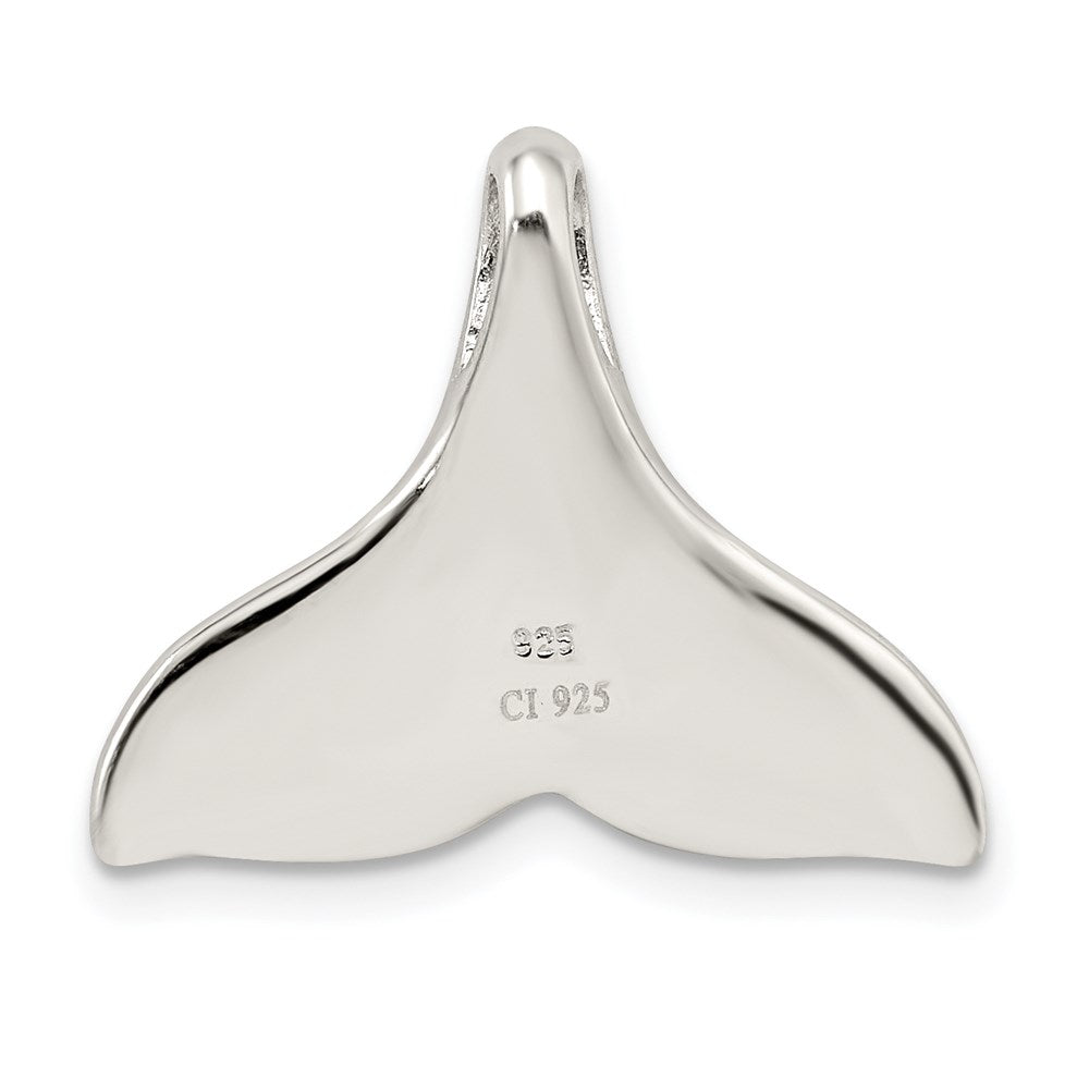 Sterling Silver Rhodium-plated Polished Created Blue Opal Whale Tail Chain Slide QP1888