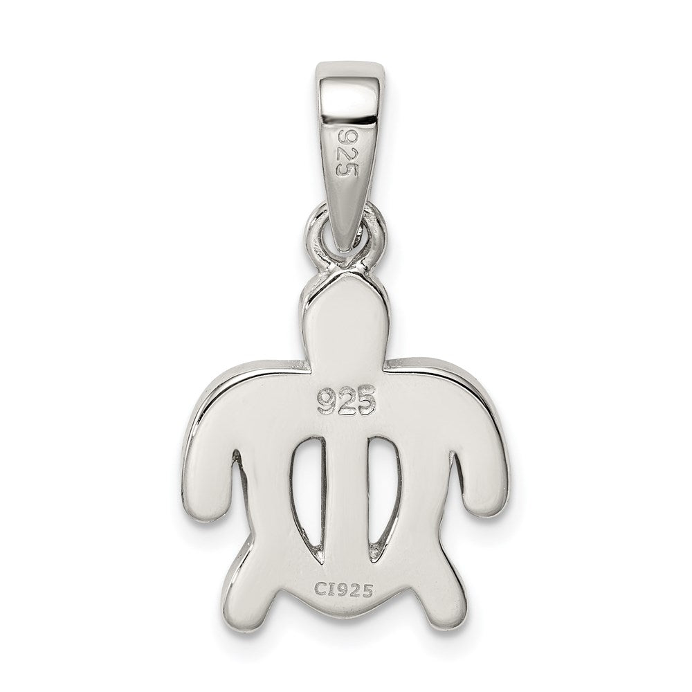 Sterling Silver Rhodium-plated Polished Created Blue Opal Inlay Tortoise Pendant QP1893