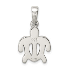 Sterling Silver Rhodium-plated Polished Created Blue Opal Inlay Tortoise Pendant QP1893