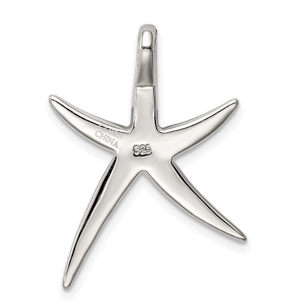 Sterling Silver Rhodium-plated Created Blue Opal Inlay Flat Starfish Slide QP1895