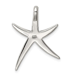 Sterling Silver Rhodium-plated Created Blue Opal Inlay Flat Starfish Slide QP1895