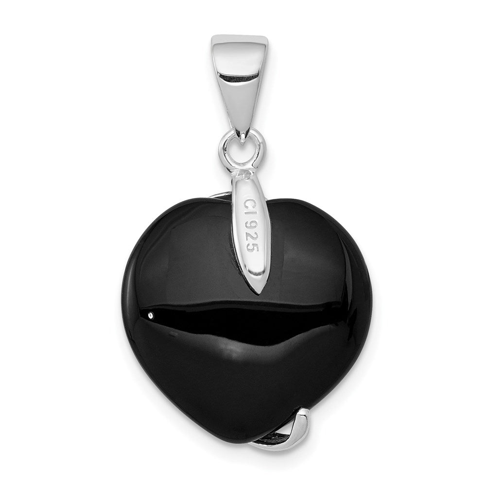 Sterling Silver Onyx Heart Pendant QP193