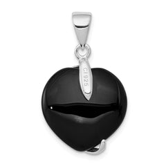 Sterling Silver Onyx Heart Pendant QP193