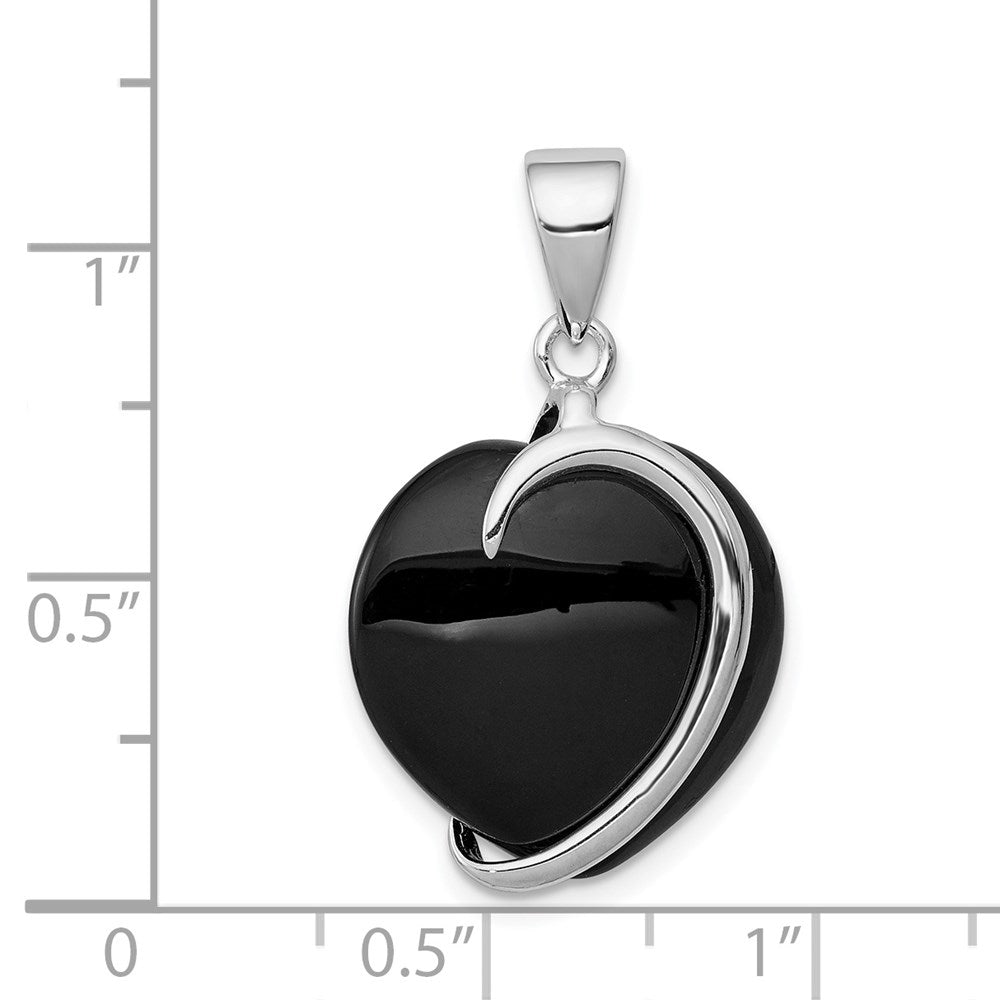 Sterling Silver Onyx Heart Pendant QP193