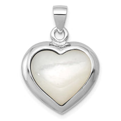 Sterling Silver Rhod-pltd Onyx/Mother of Pearl Reversible Heart Pendant QP194