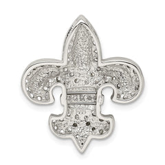 Sterling Silver CZ Fleur de Lis w/ Flash Gold-Plated Chain Slide Pendant QP1952