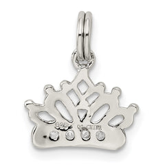 Sterling Silver Rhodium-plated CZ Polished Crown Charm QP1956