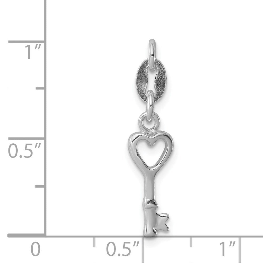 Sterling Silver Rhodium-plated Polished Lock & Key Charm QP1989