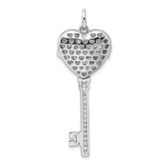 Sterling Silver Rhodium-plated CZ Heart Key Locket QP2034
