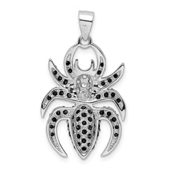 Sterling Silver Rhodium-plated Black and White CZ Spider Pendant QP2113