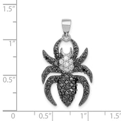 Sterling Silver Rhodium-plated Black and White CZ Spider Pendant QP2113