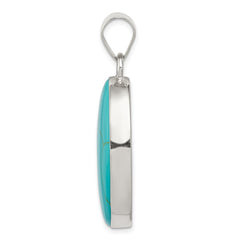 Sterling Silver Turquoise Polished Oval Pendant QP2127