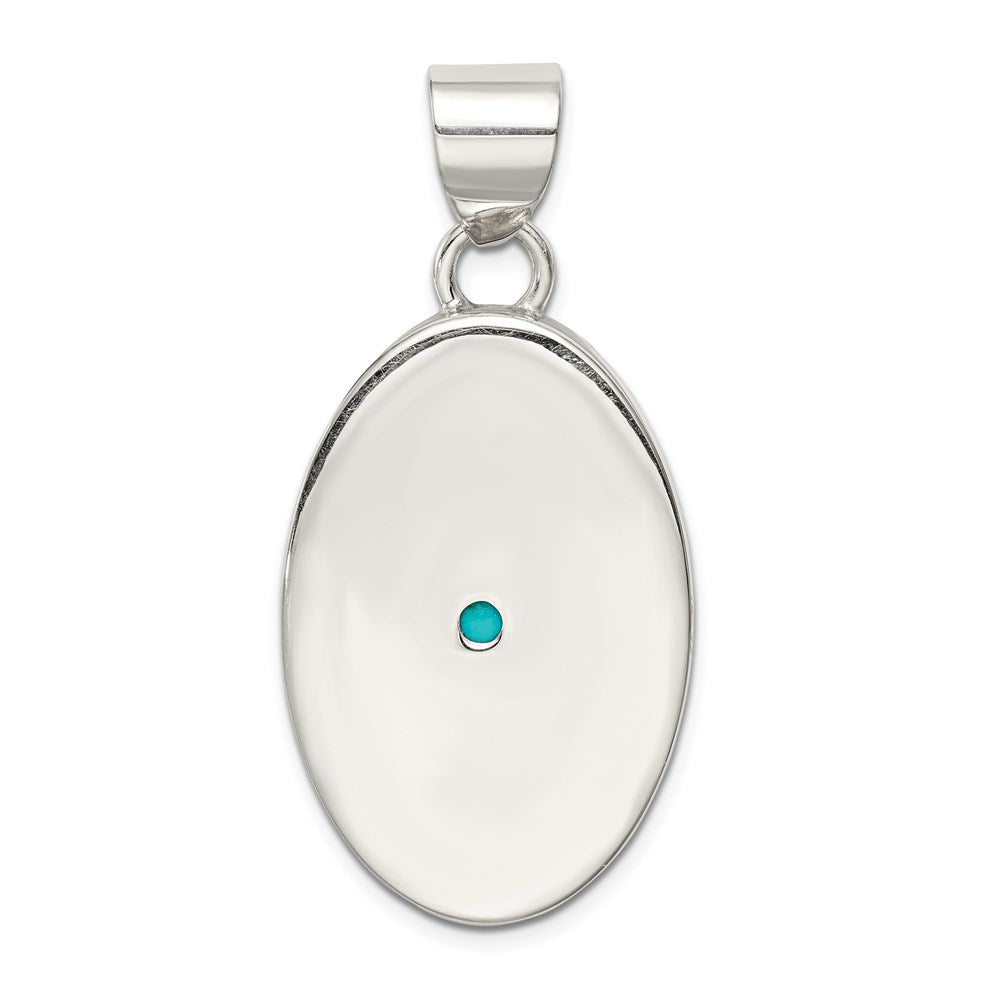 Sterling Silver Turquoise Polished Oval Pendant QP2127