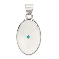 Sterling Silver Turquoise Polished Oval Pendant QP2127
