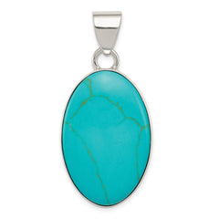 Sterling Silver Turquoise Polished Oval Pendant QP2127