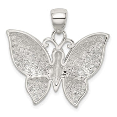 Sterling Silver Rhodium-plated Polished/Textured Butterfly Pendant QP2139