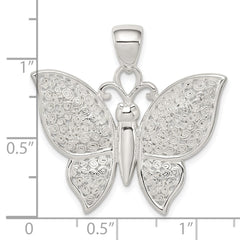 Sterling Silver Rhodium-plated Polished/Textured Butterfly Pendant QP2139