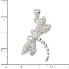 Sterling Silver Rhodium-plated Polished and Textured Dragonfly Pendant QP2140