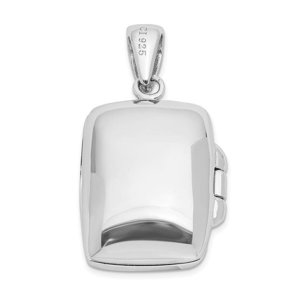 Sterling Silver Rhodium-plated Antiqued Onyx Rectangle 20mm Locket QP225