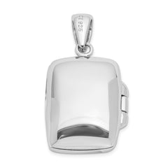 Sterling Silver Rhodium-plated Antiqued Onyx Rectangle 20mm Locket QP225