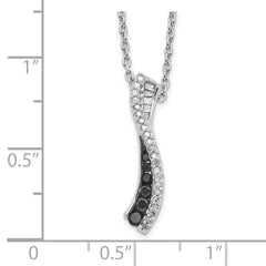 White Night Sterling Silver Rhodium-plated Black and White Diamond 18 Inch Necklace with 2 Inch Extender QP2280