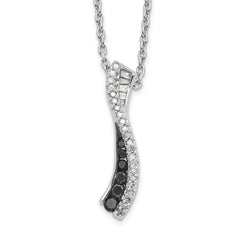 White Night Sterling Silver Rhodium-plated Black and White Diamond 18 Inch Necklace with 2 Inch Extender QP2280