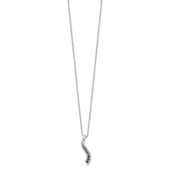 White Night Sterling Silver Rhodium-plated Black and White Diamond 18 Inch Necklace with 2 Inch Extender QP2288