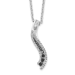 White Night Sterling Silver Rhodium-plated Black and White Diamond 18 Inch Necklace with 2 Inch Extender QP2288