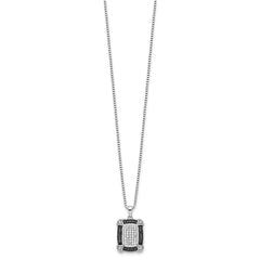 White Night Sterling Silver Rhodium-plated Black and White Diamond 18 Inch Necklace with 2 Inch Extender QP2332