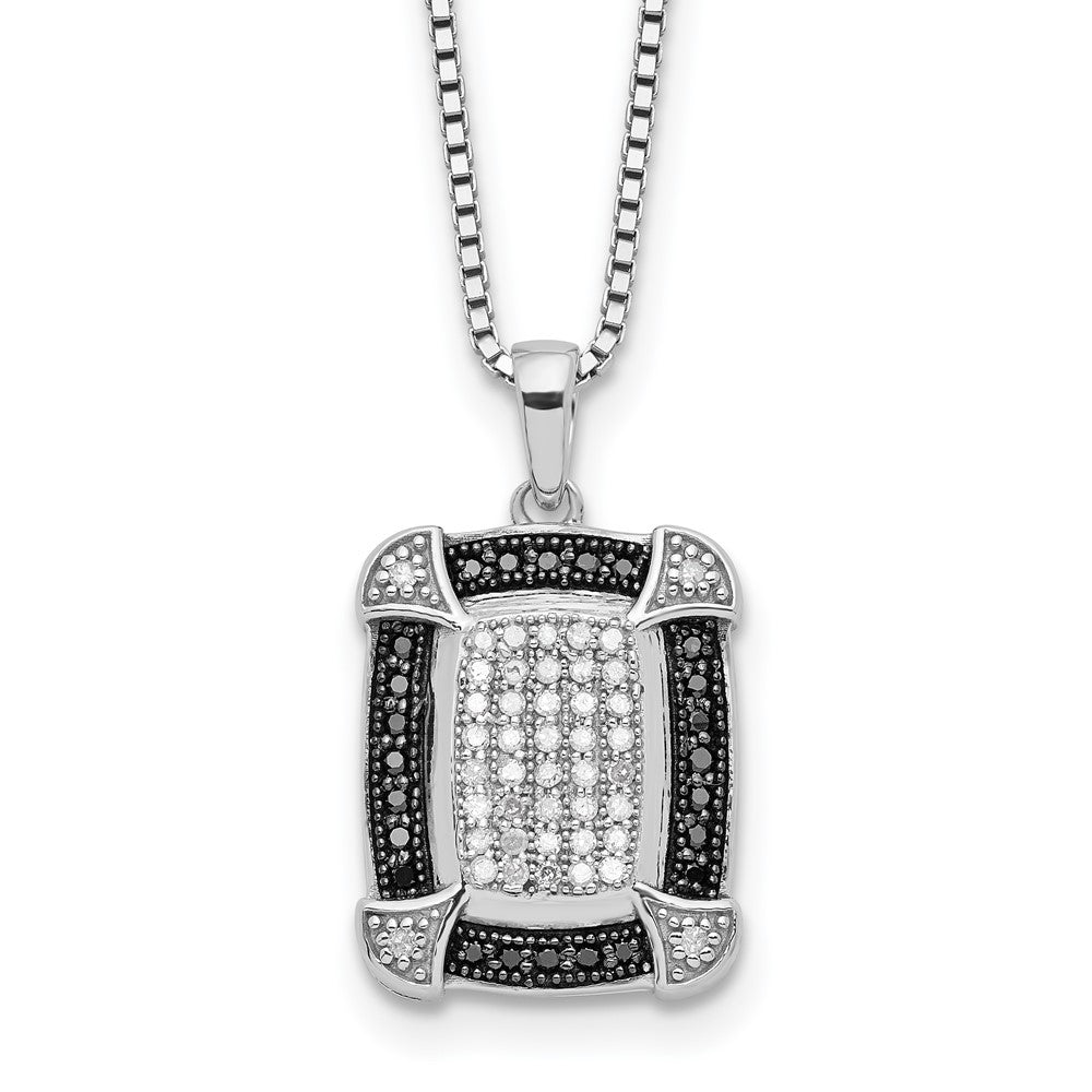 White Night Sterling Silver Rhodium-plated Black and White Diamond 18 Inch Necklace with 2 Inch Extender QP2332