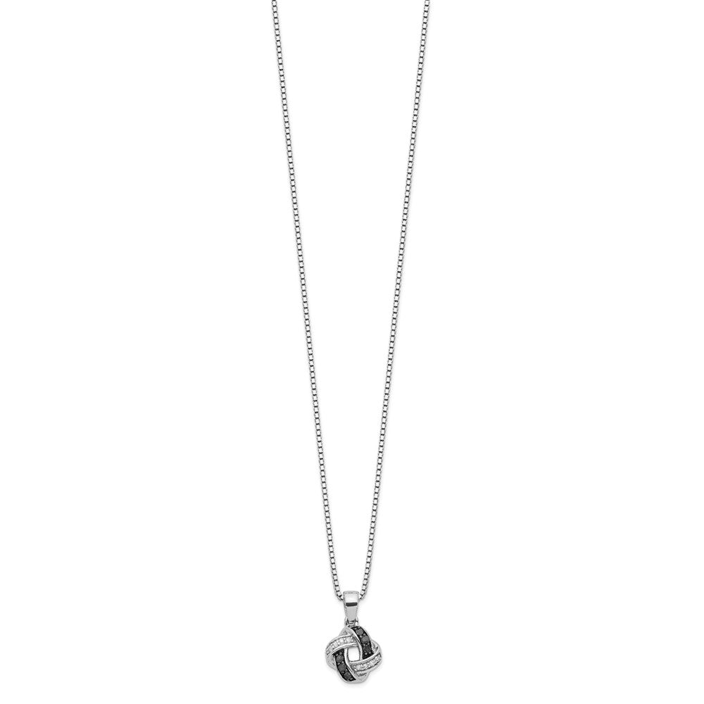 White Night Sterling Silver Rhodium-plated Black and White Diamond 18 Inch Necklace with 2 Inch Extender QP2360