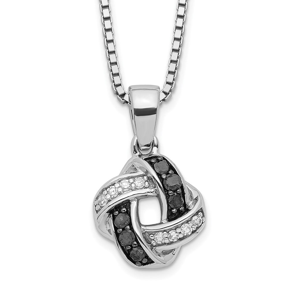 White Night Sterling Silver Rhodium-plated Black and White Diamond 18 Inch Necklace with 2 Inch Extender QP2360