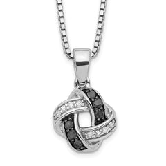 White Night Sterling Silver Rhodium-plated Black and White Diamond 18 Inch Necklace with 2 Inch Extender QP2360