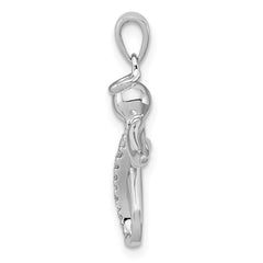 Sterling Silver Rhodium-plated Diamond Angel Pendant QP2380