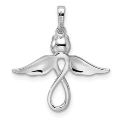 Sterling Silver Rhodium-plated Diamond Angel Pendant QP2380