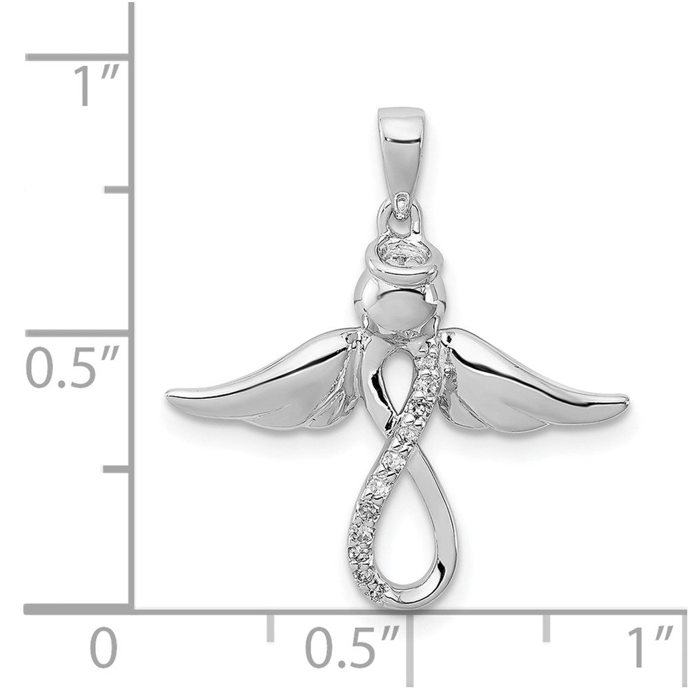 Sterling Silver Rhodium-plated Diamond Angel Pendant QP2380