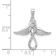 Sterling Silver Rhodium-plated Diamond Angel Pendant QP2380