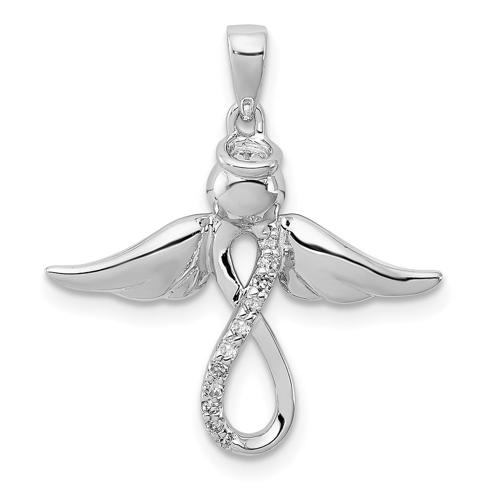 Sterling Silver Rhodium-plated Diamond Angel Pendant QP2380