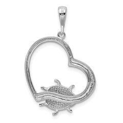 Sterling Silver Rhodium-plated Heart with Enameled Ladybug Pendant QP2412
