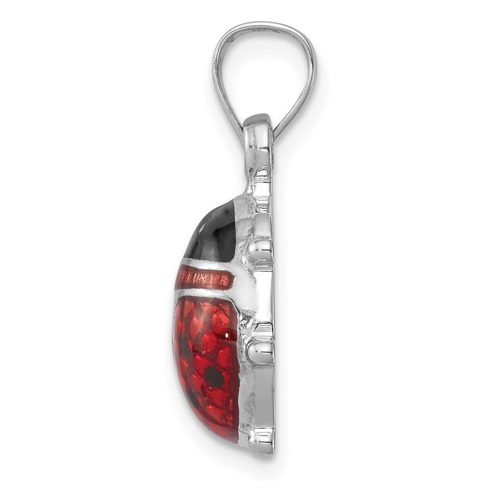Sterling Silver Rhodium-plated Enameled Ladybug Pendant QP2414