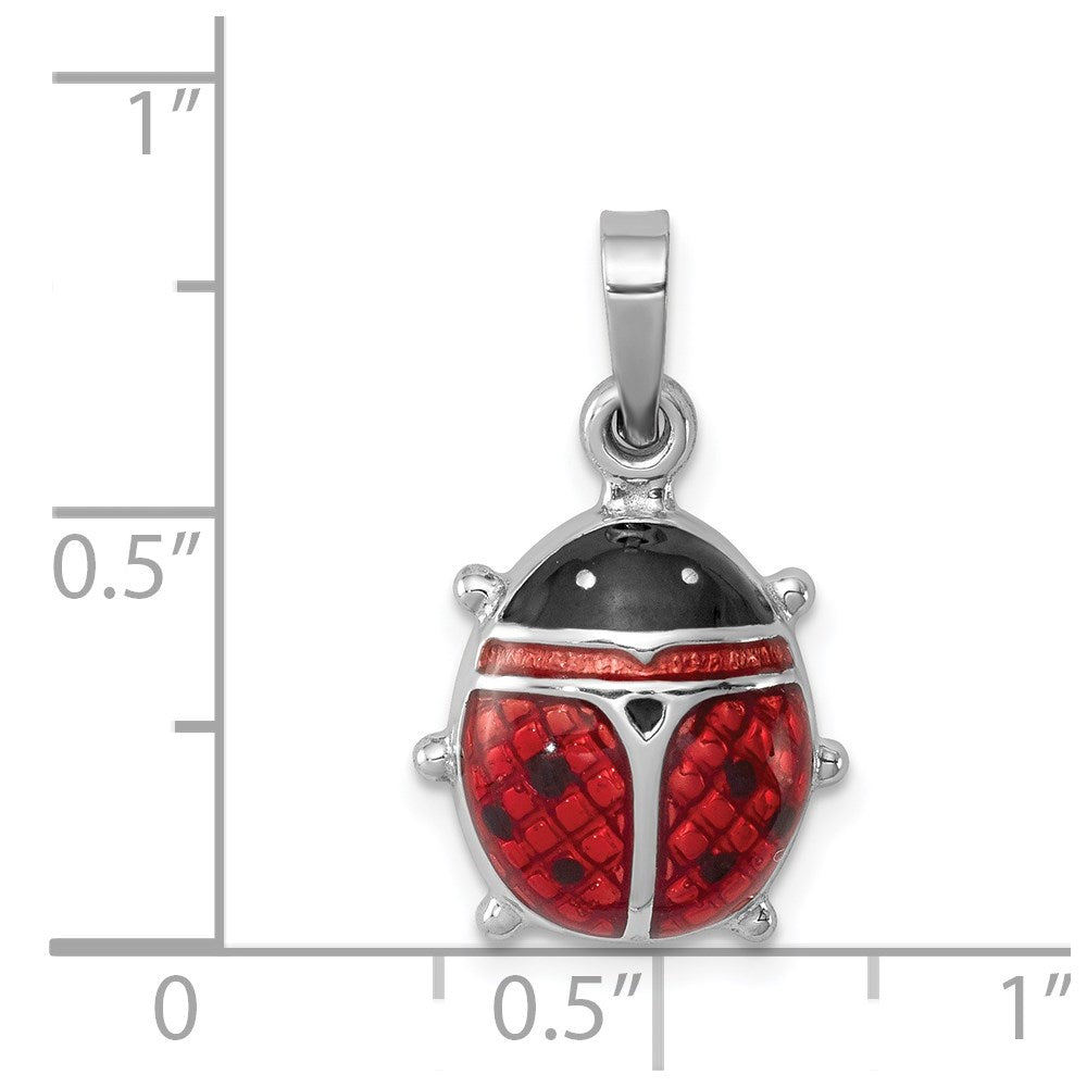 Sterling Silver Rhodium-plated Enameled Ladybug Pendant QP2414