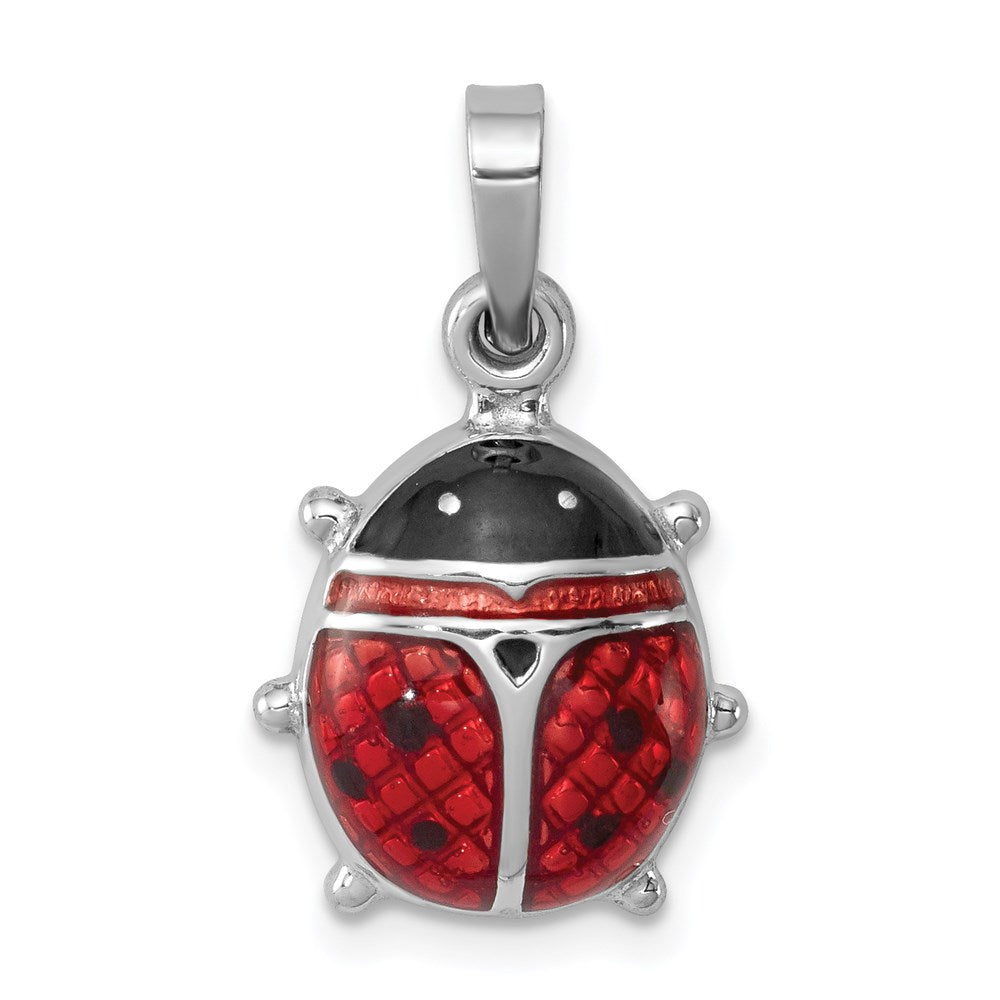 Sterling Silver Rhodium-plated Enameled Ladybug Pendant QP2414
