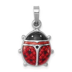 Sterling Silver Rhodium-plated Enameled Ladybug Pendant QP2414