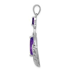 Sterling Silver Rhodium-plated Amethyst Fancy Pendant QP2431