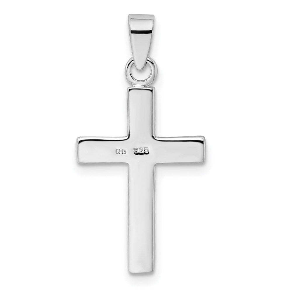 Sterling Silver Rhodium Plated Stellux Crystal Cross Pendant QP2489
